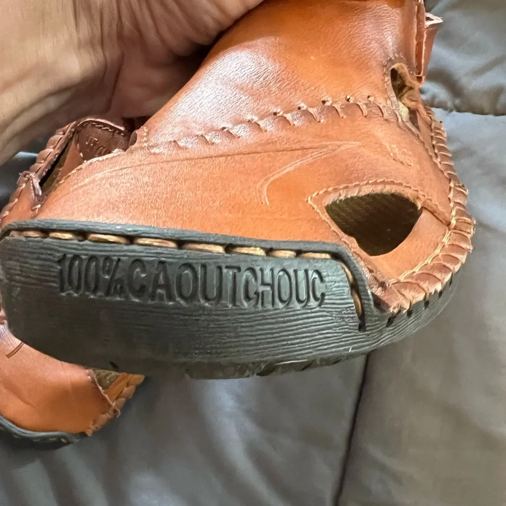 HSY Fashion Men's 100% Caoutchouc Leather‎ Closed Toe Sandal Brown Size 40 US 7